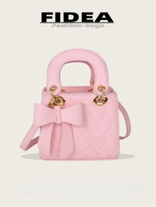 Quilted PU Rhombus Pattern Mini Handbag, Casual Versatile Shoulder Bag/Crossbody Bag, Elegant Maternity Bag For Women - Pink - View 2