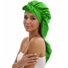 ZTZI Extra Long Satin Bonnet For Braids, Adjustable Tie Silk Sleep Cap For Dreadlocks, Wide Band Hair Wrap For Long Curly Hair, Night Hair Protection Bonnet, Solid Color Cute Polyester Bonnet For Home Use All Seasons,Summer,Beach,Hat,Holiday,Travel - LM Bow 9008 - View 11