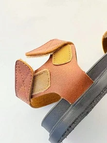1 Pair Fashion Children's Sandals, Brown Girls' Flat Sandals, 3 Hook And Loop Design, Soft Non-Slip Wear-Resistant Sole, Suitable For Summer Outings, Banquets, Parties, Vacations - Brown - View 8