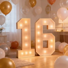 1pc 73cm/28.7inch Marquee Light Up Numbers With Warm Yellow Lights , Foam Board Mosaic Balloon For Party Backdrop Displays, Large Happy 1st 15th 16th Birthday Light Up Sign, Cardboard Number 1 For Parties Decorations, Assembly Required - 白色 - 查看 1