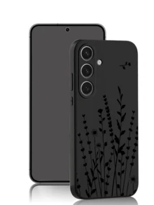 Funda de teléfono suave de TPU con flores y lavanda creativas, resistente a arañazos, a prueba de golpes, con protección total compatible con Huawei Honor, Galaxy - Negro - Ver 2