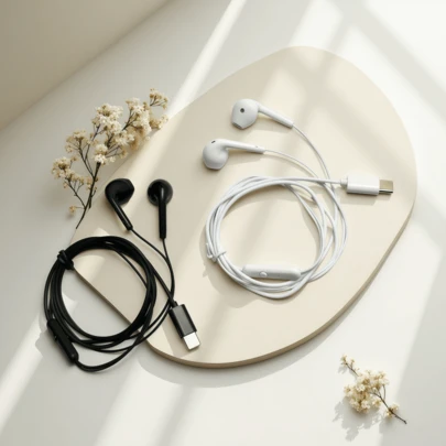 1个黑色/白色Type-C半入耳式有线耳机，耳塞式耳机，内置麦克风，高清通话，音乐耳机，学生耳机，跑步运动手机耳机，兼容苹果、三星、华为、小米、荣耀等安卓手机，以及PSP/MP3/MP4/iPod/电脑/游戏机等3.5mm接口设备，学生礼物耳机，跑步运动节日礼物耳机