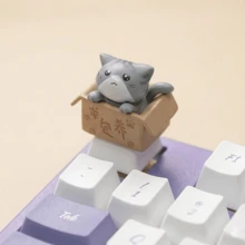 3 Color Cat Keycaps Set | Gray Orange White Kitty Box Design | Mechanical Keyboard Accessories - View 5