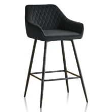 ZOONFA Bar Stools Black Velvet Breakfast Stools Upholstered Kitchen Bar Chairs With Armrest & Backrest Barstools For Kitchen Counter - Black - View 9