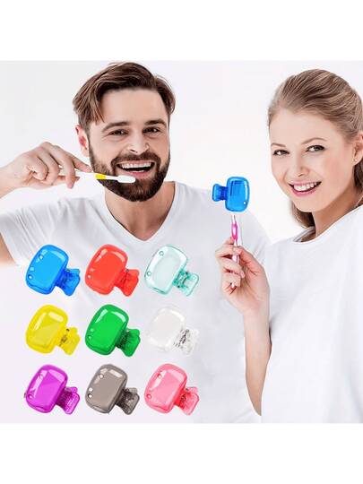 4件套随机颜色牙刷架，便携式旅行牙刷防尘盖收纳盒，浴室装饰，适合返校季