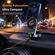 1pc Foldable Suction Cup Rotating Car Phone Holder, Dashboard Navigation, Magsafe Magnetic Desktop Stand - A - View 4