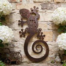 1 pieza Figura decorativa de lagarto de metal oxidado, adecuada para decoración vintage de campo, jardín al aire interior. La estructura de metal resistente la convierte en un regalo ideal de decoración del hogar, apta para uso en la terraza - A - Ver 4