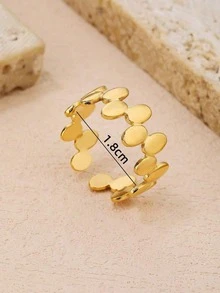 1 chiếc nhẫn hở bằng thép không gỉ mạ vàng dành cho nữ - Vàng - Xem 4