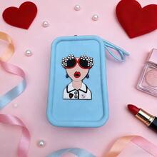 Túi đựng đồ vệ sinh cá nhân bằng silicon, túi đựng mỹ phẩm du lịch, dung tích lớn và nhẹ, túi đựng đồ vệ sinh cá nhân chống thấm nước, túi đựng mỹ phẩm cho nữ, túi đựng cọ trang điểm có khóa kéo. - Nhiều màu - Xem 10