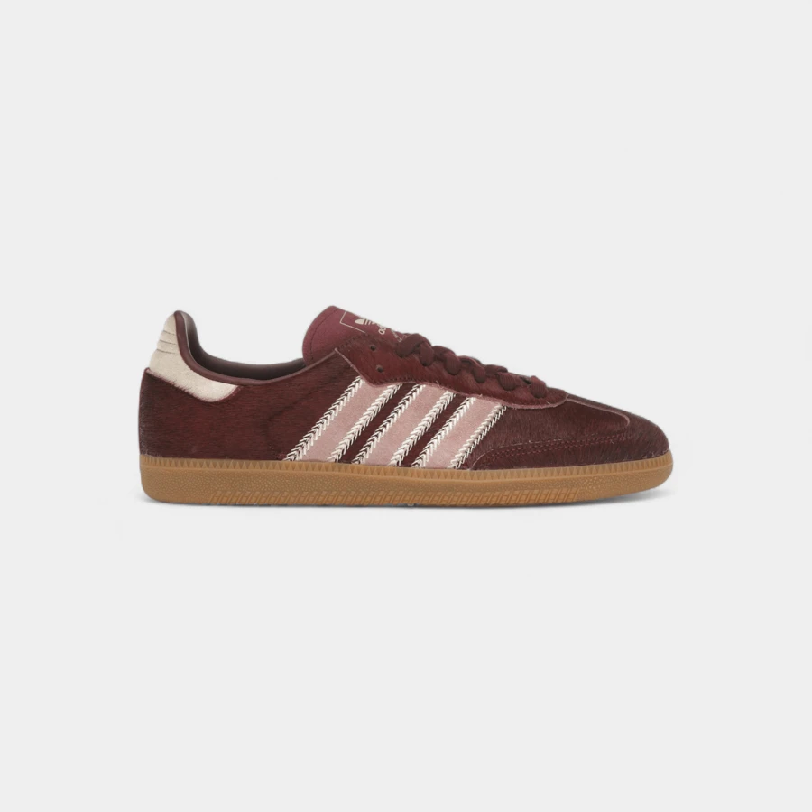 Adidas Samba OG Maroon Sand Strata Pony (Women's) - Red - View 1