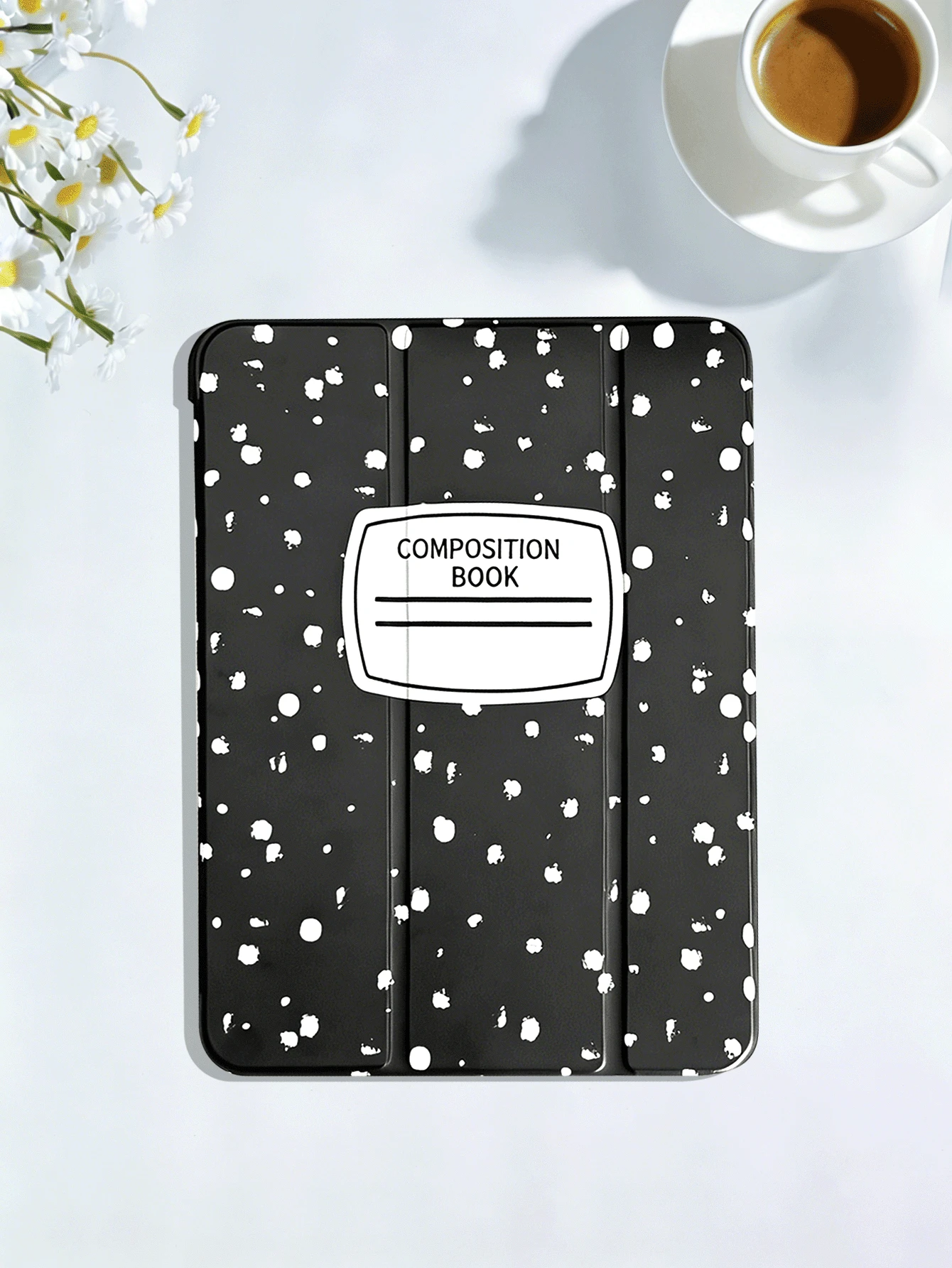 Funda Protectora con Patrón de Cuaderno Compatible con iPad 7/8/9/10.2 Pulgadas, Modelos 10th/11th(A16) 2025, con Función de Suspensión/Activación Automática y Protección contra Caídas - Negro - Ver 1