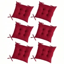 Set Of 6 Puffy Soft Square Chair Cushions – 40x40 Cm İN DER TURKEI - Red - View 4