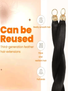 Tóc nối móc Feather Crochet Hair Extensions 18 inch 50g thẳng, không thắt nút, đã được tách sẵn, dạng lọn vô hình, nhẹ, có thể tái sử dụng, dành cho phụ nữ có mái tóc tự nhiên. - SNatural - Xem 6