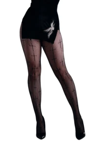 Bộ 15 chiếc quần tất lưới, 1 chiếc quần tất lưới đen ngẫu nhiên, quần tất nylon xuyên thấu phong cách Gothic Punk với nhiều họa tiết khác nhau, co giãn và thoáng khí, phù hợp cho tiệc hóa trang, trang phục câu lạc bộ, Halloween và mặc thời trang quanh năm [Kiểu ngẫu nhiên] - màu đen - Xem 6