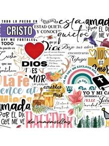 50 Hojas De Pegatinas Decorativas Con Patrones De Plantas Y Lemas - Multicolor - Ver 10