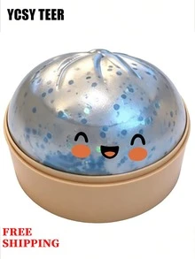 Glitter Cute Dumpling Squishy Toy, Soft Squeeze Stress Relief Fidget Toy, Kawaii Anxiety Relief Sensory Toy For Kids Adults, Easter Christmas Gift - Kim sa màu xanh - Xem 7