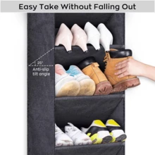 Over The Door Shoe Organizer For Closet With Large Deep Pockets, Narrow Shoe Rack For Door Hanging Boots Storage, Black, Black Over The Door 8 Large Pocket Hanging Shoe Organizer Rack For Wall, Dorm And Narrow Door Shoe Storage - Black - View 2