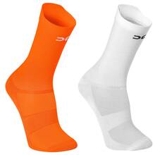 Adult Polyamide Running Socks With 3D Cuff, Breathable, Thermal Comfort, High Performance, Spinning, Cycling - 白色 + 橘色 - 查看 12