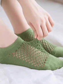 1/5/10 Pairs Women Invisible Socks, Hollow Mesh Low-Cut Ankle Socks, Casual Socks In Multiple Colors, Suitable For Daily Wear, Sneakers, Flats, Loafers - Multicolor - View 8