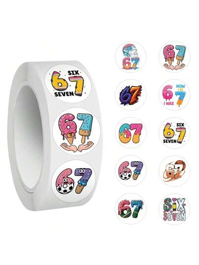 500pcs/Roll 67 Patterns Stickers, Suitable For Holiday Party, Adult Games, Snacks, Classroom Crafts, Gifts, Cup Decoration, Paper Cutting Window Decor, Car, Laptop, Water Bottle, Phone, Skateboard, Luggage And More