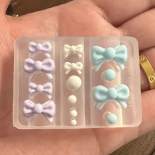 1 Pc 3D Bow Silicone Nail Art Molds,Bowknot&Pearls DIY Nails Molds Embossed Silicone Mold Exquisite Carved Template Mold Carving Mould For Women DIY Nail Art Decoration - Clear - View 6