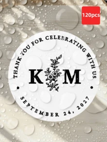 1-120Pcs Custom Wedding Stickers: Featuring Personalized Designs And Round Custom Labels, These Stickers Allow You To Freely Edit Next To Your Liking. Boasting Waterproof And Oil-Resistant Properties, They Are Available In A Variety Of Sizes. - Multicolor - View 60