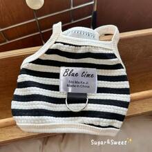 春夏宠物犬猫条纹背心，适合贵宾犬、泰迪犬、比熊犬等小型犬猫。无袖设计防止掉毛，配有牵引绳扣环。 - 彩色 - 查看 9