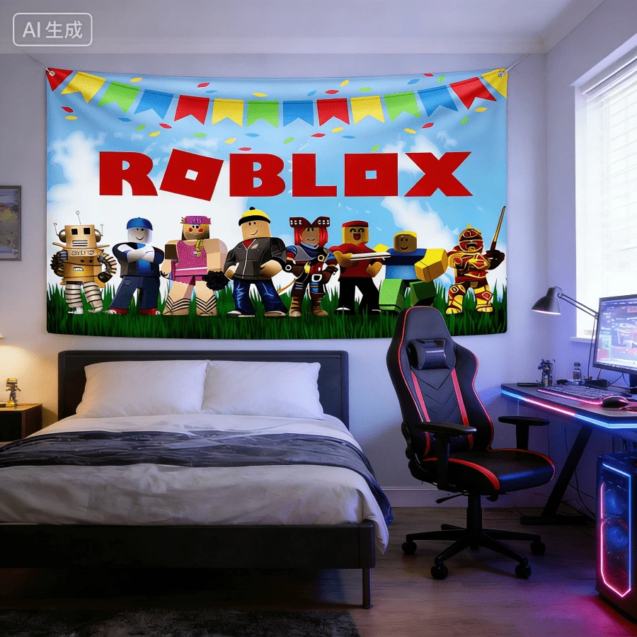 Roblox 1 buah Kain Latar Tema Permainan Robot, Latar Belakang Foto Pesta Ulang Tahun, Dekorasi Dinding Acara Liburan, Perlengkapan Tata Letak Pesta & Penciptaan Suasana – Dekorasi Ruangan, Dekorasi Rumah, Suvenir Pesta, Hadiah Squishy, Halloween, Natal - Latar belakang Roblo 1 buah - View 1