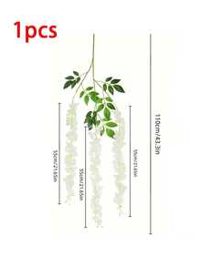 12/24pcs Artificial White Wisteria Wreath, Made Of UV-Resistant Plastic Vines And Real Green Leaves - Outdoor/Hanging Wreath, Suitable For Wedding, Porch, Garden Decor, Valentine's Day Decor - White - View 10