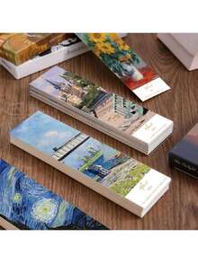 30pcs Classic Oil Painting Art Bookmarks Van Gogh &  Art Message Card Diy Decoration Small Card Back To School - Multicolor - View 10