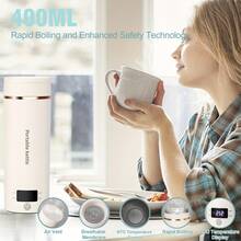 Travel Electric Kettle Portable Small Kettle Water Boiler, Water Heater, With 4 Temperature Controls, 304 Stainless Steel, Automatic Shut-Off And Boil-Dry Protection,, 400ml, 1 Piece - 美規A型插(110-127V) - 查看 2