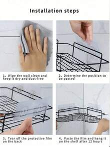 1 pieza Estante de almacenamiento triangular para baño, estante de almacenamiento para ducha, estante de almacenamiento triangular sin perforación para baño y cocina - Multicolor - Ver 5