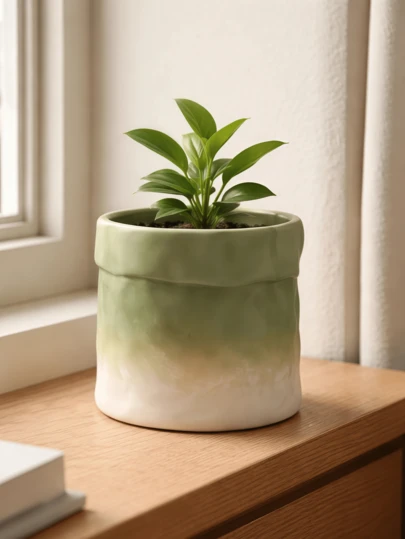 1个渐变色花盆，室内外通用，适用于花园、阳台、桌面装饰，非常适合植物种植和家居装饰。