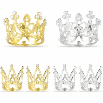 5-teiliges Set Kristall & Perlen Prinzessinnenkrone, geeignet für Hochzeit, Hochzeitszeremonie, Königliches Thema Dekoration, Geburtstagsparty