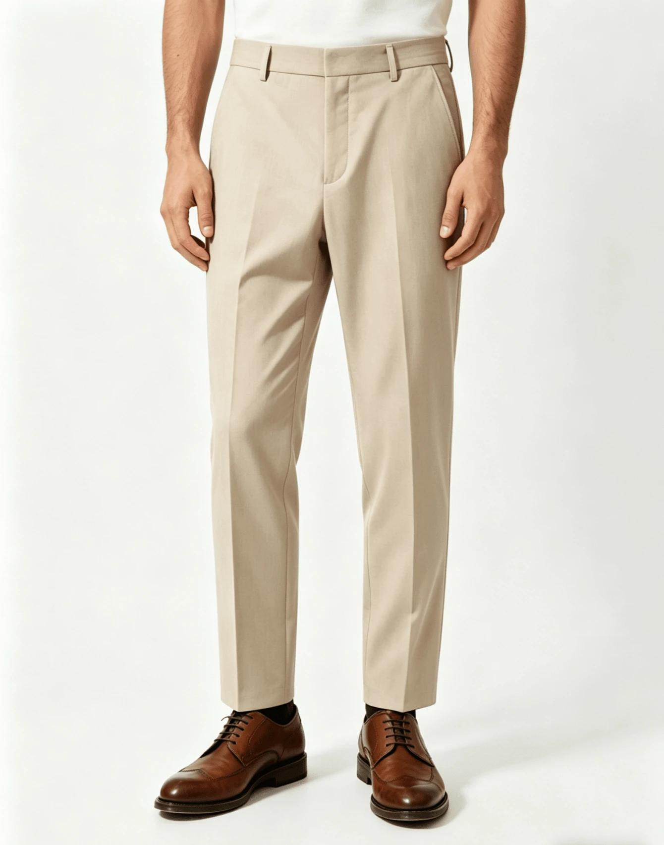 Men's Straight-Leg Dress Pants - 米色 - 查看 1