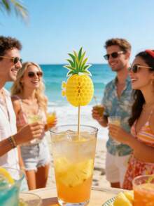 100 que xiên cocktail, xiên trái cây Hawaii, chủ đề nhiệt đới - Chủ đề trái cây nhiệt đới Hawaii, que xiên cocktail hình dứa 3D trang trí bánh cupcake, hoàn hảo cho tiệc sinh nhật, họp mặt gia đình, trưng bày món tráng miệng và các sự kiện theo chủ đề, trang trí bằng dứa. - Nhiều màu - Xem 8