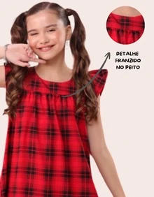 Junior Girl's Checkered Dress For June Festival, Light And Elegant, Flared - 格子/黑/紅 - 查看 6