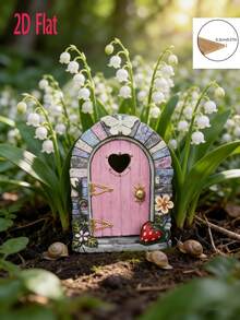 2pcs Wooden Craft Miniature Garden Decor, Creative Fairy Door Ornament, Home Atmosphere Decoration - Garden Decor - A - View 7