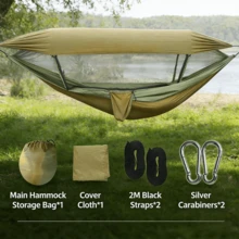 1pc Portable Camping Hammock Tent With Mosquito Net, Double Zipper Outdoor Hammock For Backpacking Hiking Survival,New Installation-Free Mosquito Net For Outdoor Camping Tents; Portable Camping Bed; Boat-Shaped Hand-Held Mosquito Net,Integrated Mosquito Net Hammock Tent, Lightweight Outdoor Camping Hammock For Hiking Backpacking,Lightweight Hammock Tent With Mosquito Net, Perfect For Outdoor Camping Hiking Backpacking Trips - A - 查看 3