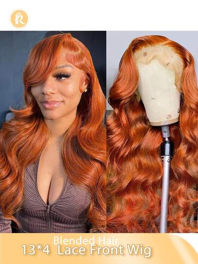180%密度水波纹蕾丝前假发，预拔发际线，13*4透明蕾丝前混合假发，蕾丝前巴西发假发，带婴儿发，漂白发结，女士款（波波头假发 8-16英寸，长款假发 18-36英寸），混合发，无胶巴西棕色/黑色/酒红色/橙色