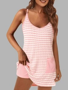 Women's Summer Casual Romper Dress With Built In Shorts Tennis Athletic Mini Dress Vacation Outfits Everyday Active - 淺粉色 - 查看 2
