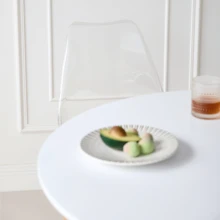 Modern Minimalist Clear Acrylic Dining Chairs, Padded Cushion With Wooden Legs, 2-Piece Set For Small Apartment, Dining Room & Kitchen - Màu trắng - 4 chiếc - Xem 7