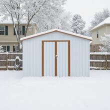 10x12 Ft Metal Garden Sheds Outdoor Storage Sheds White+Yellow - 白色 + 金屬1 - 查看 7