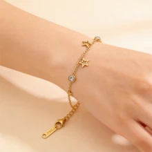 1 chiếc, Vòng tay nữ thời trang đính đá Zirconia bằng đồng | Trang sức tối giản, nhẹ nhàng cho mùa hè | Phụ kiện hàng ngày cho nữ dự tiệc biển - Vàng - Xem 1