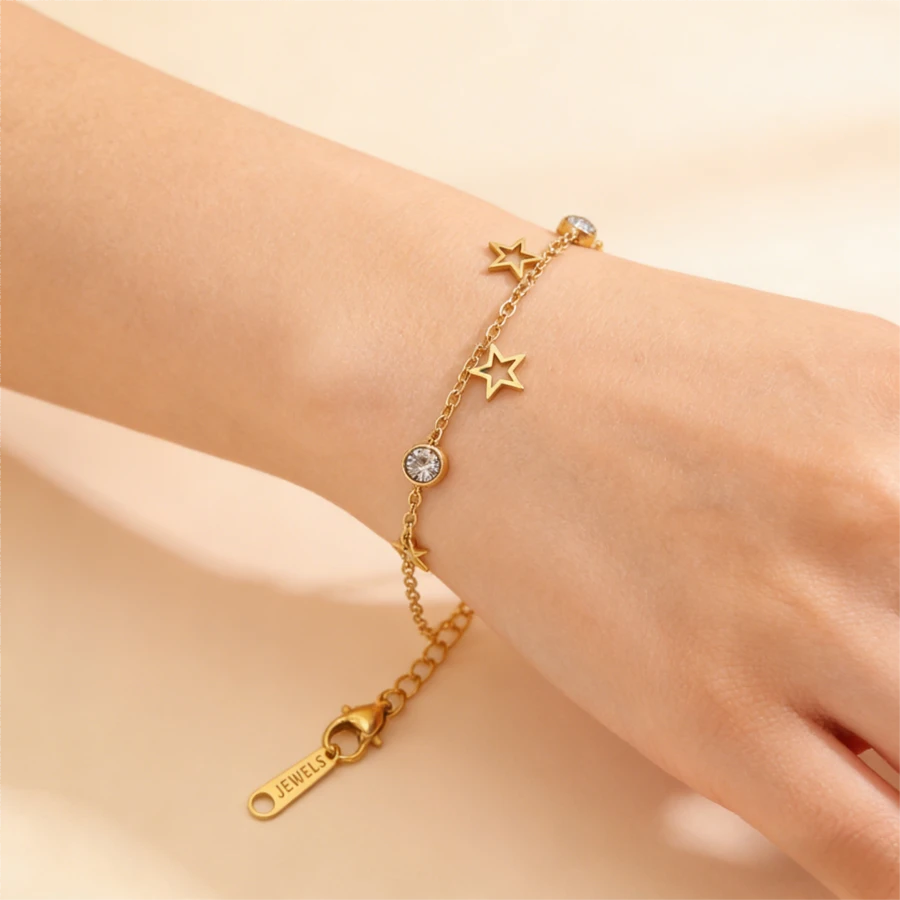1 chiếc, Vòng tay nữ thời trang đính đá Zirconia bằng đồng | Trang sức tối giản, nhẹ nhàng cho mùa hè | Phụ kiện hàng ngày cho nữ dự tiệc biển - Vàng - Xem 1