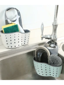1 buah Keranjang Pengering Gantung Wastafel Silikon dengan Tali yang Dapat Diatur, Cocok untuk Menyimpan Spons dan Kain Lap, Pengatur Dapur yang Ideal - Satu ukuran cocok untuk semua - View 3