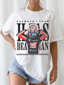 Maglietta Oliver Bearman 87, Haas F1 T-SHIRT - Bianco - Visualizzare 6