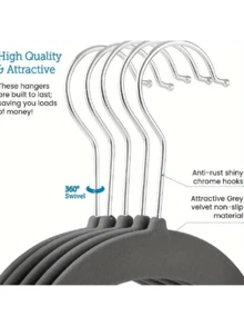 Móc treo quần áo nhung cao cấp, móc treo bằng nỉ mỏng chống trượt, móc treo quần áo chắc chắn, móc treo áo khoác và vest chịu lực cao, móc treo vest bền bỉ dùng cho tủ quần áo, phụ kiện tủ quần áo lý tưởng (1 chiếc) - Nhiều màu - Xem 6