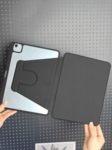 Ốp bảo vệ xoay 360° có ngăn đựng bút cảm ứng cho iPad thế hệ 10/11 (A16) 2025/9/8/7, Mini 6, Pro 11/12.9 (2018/2020/2021/2022), siêu mỏng/chân đế thông minh/tự động bật màn hình, tương thích với Apple. - màu đen - Xem 3