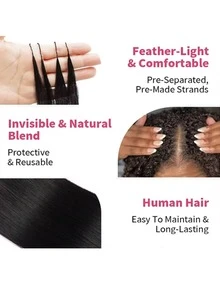 Tóc nối móc Feather Crochet Hair Extensions 18 inch 50g thẳng, không thắt nút, đã được tách sẵn, dạng lọn vô hình, nhẹ, có thể tái sử dụng, dành cho phụ nữ có mái tóc tự nhiên. - SNatural - Xem 9